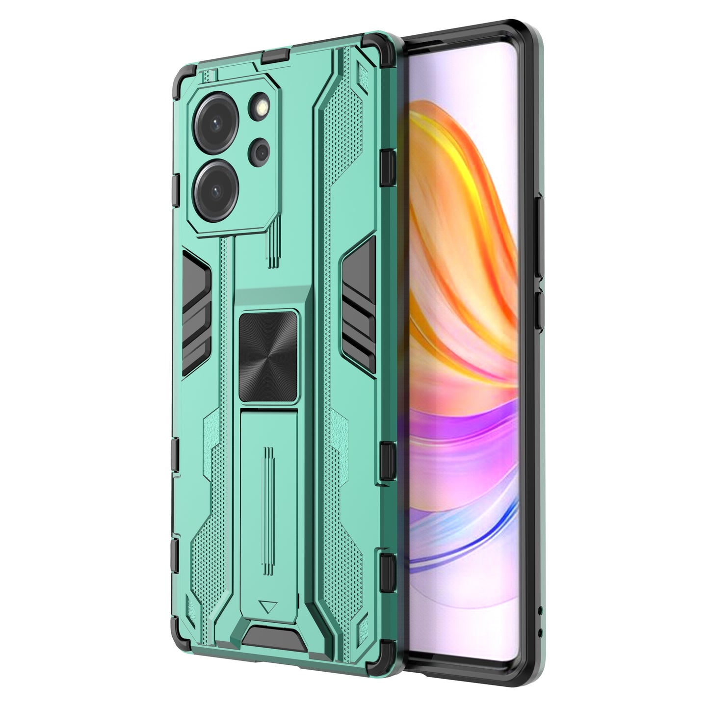 For Honor 80 SE 5G Hard PC Soft TPU Kickstand Cover Anti-drop Protective Phone Case
