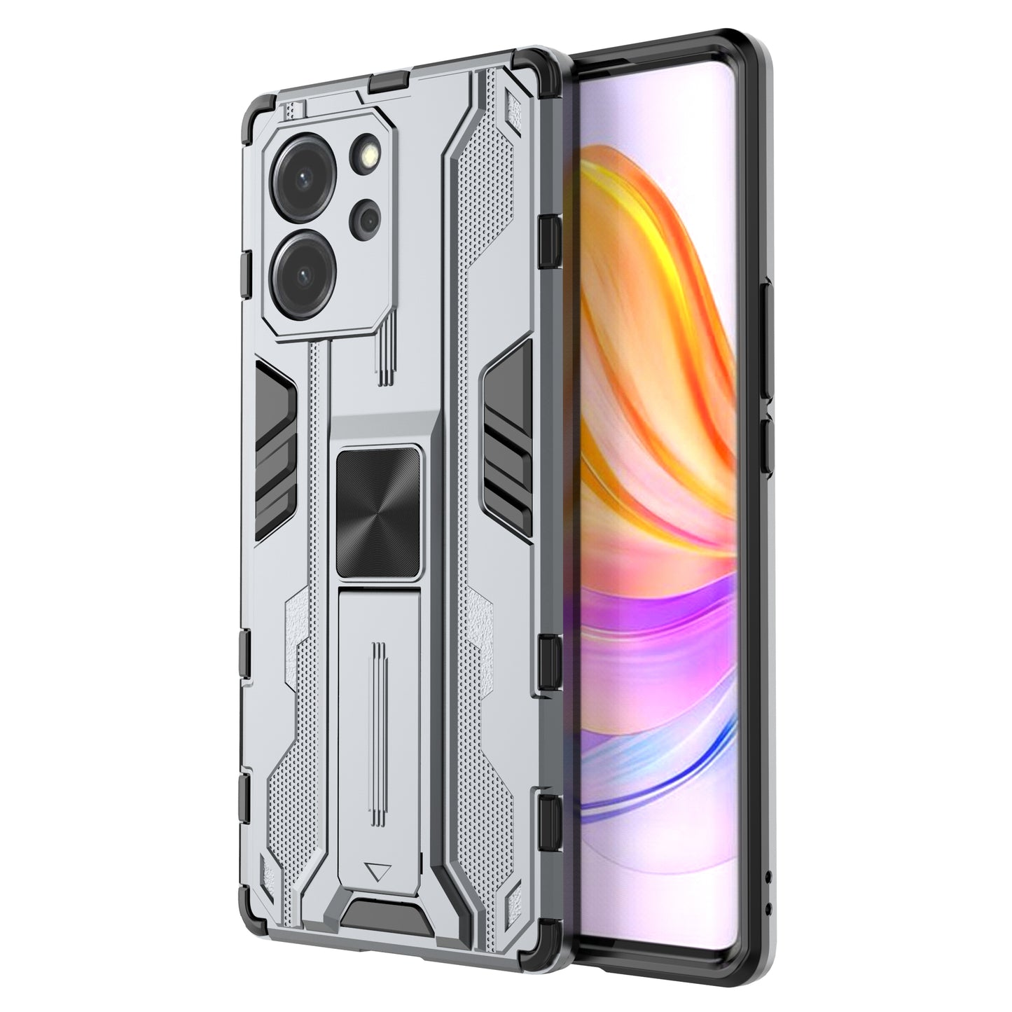 For Honor 80 SE 5G Hard PC Soft TPU Kickstand Cover Anti-drop Protective Phone Case