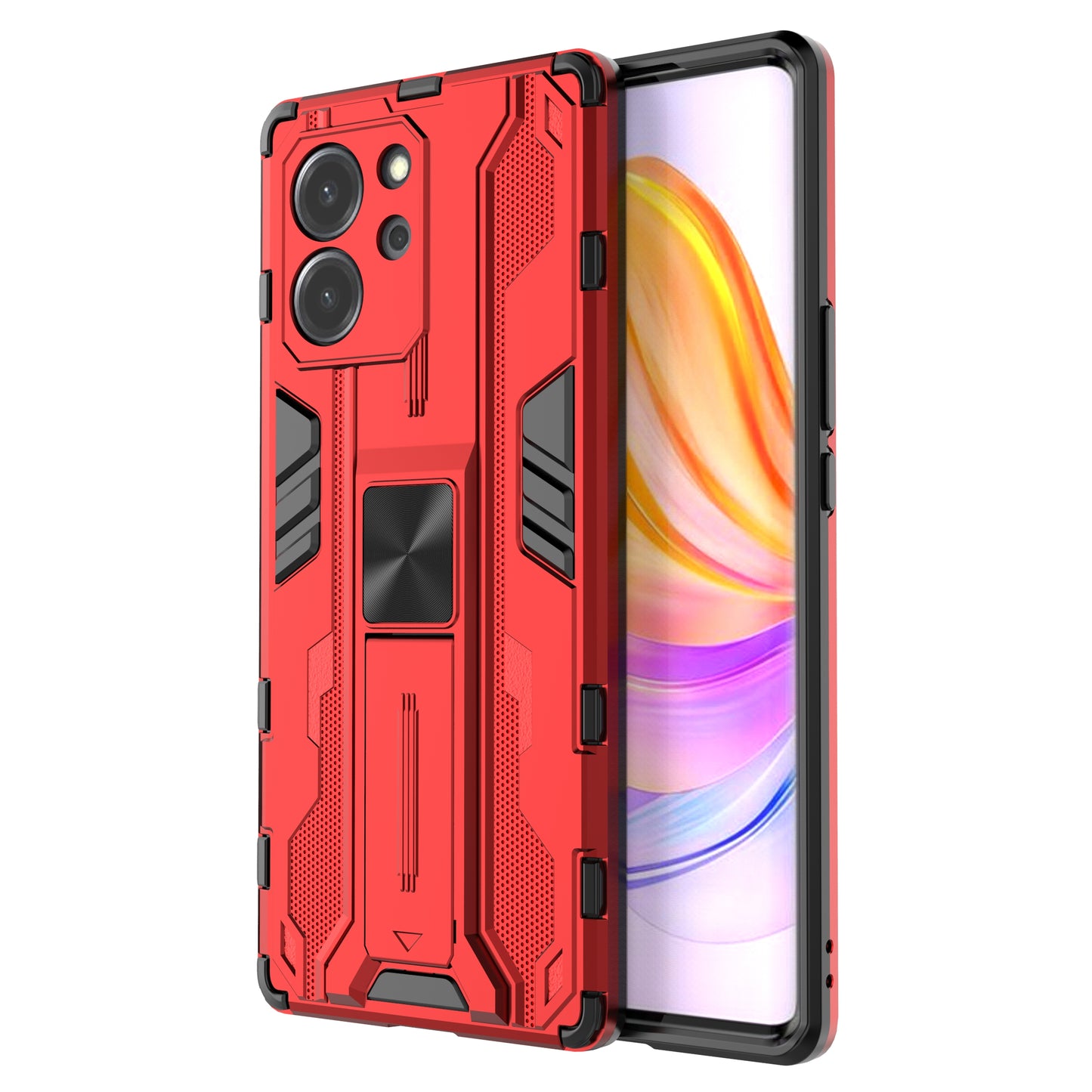 For Honor 80 SE 5G Hard PC Soft TPU Kickstand Cover Anti-drop Protective Phone Case