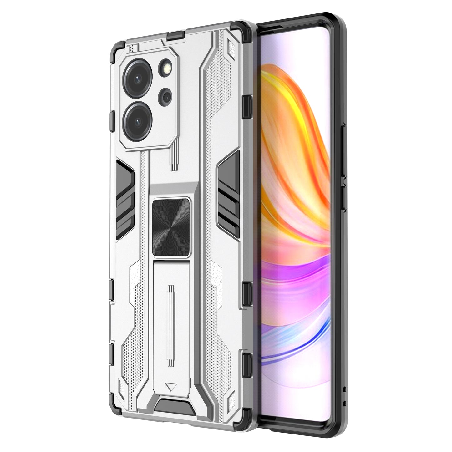 For Honor 80 SE 5G Hard PC Soft TPU Kickstand Cover Anti-drop Protective Phone Case