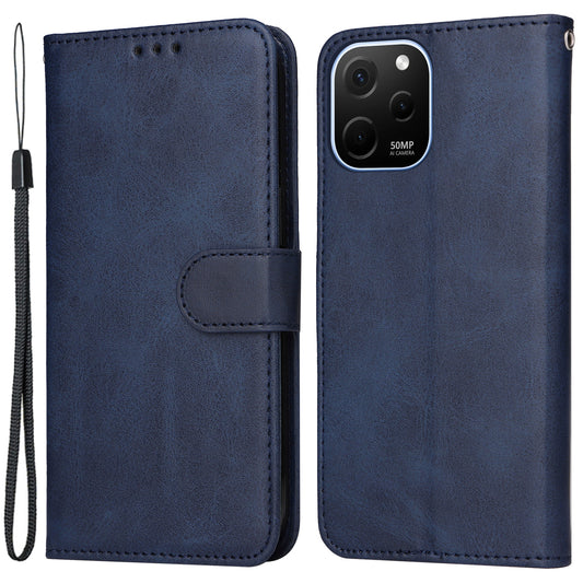 For Huawei nova Y61 4G PU Leather Wallet Anti-scratch Phone Case Calf Texture Magnetic Flip Stand Shockproof Cell Phone Cover with Strap