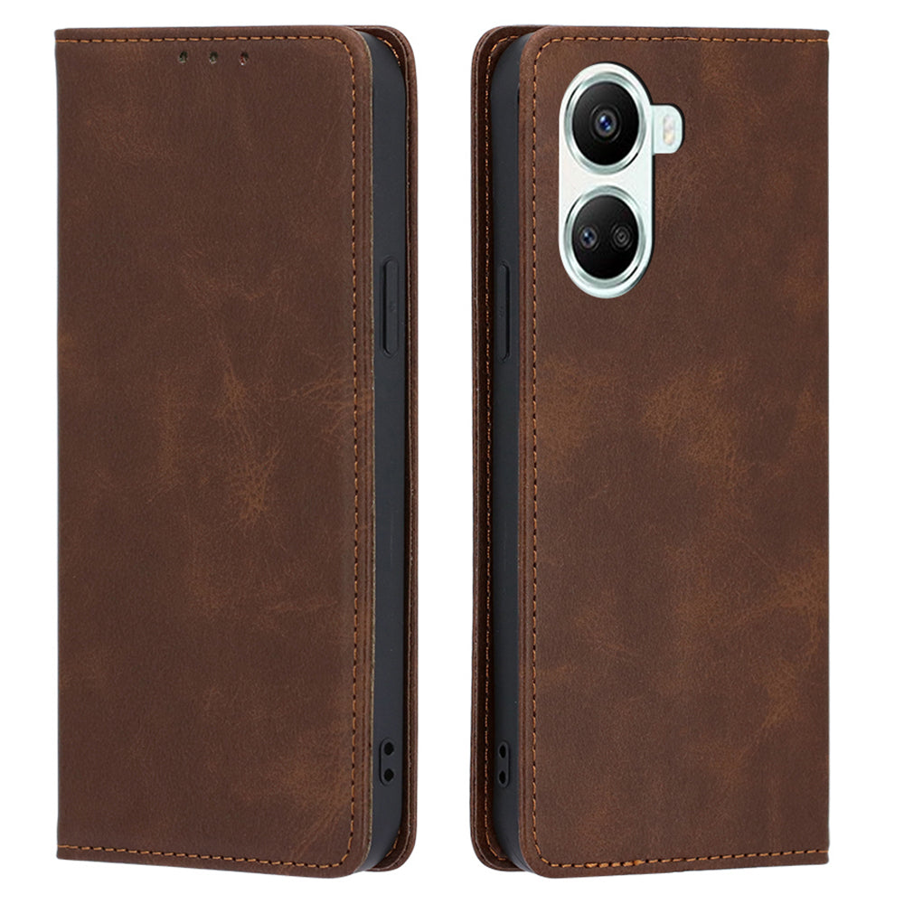 For Huawei nova 10 SE 4G Calf Texture Phone Stand Case PU Leather Magnetic Auto-absorbed Shockproof Wallet Phone Cover