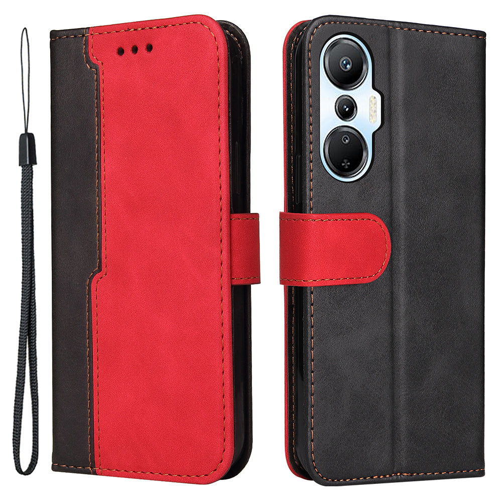 For Infinix Hot 20S 4G Business Style Shockproof Phone Case Stand Wallet Dual-color Splicing Scratch-resistant PU Leather Cell Phone Cover
