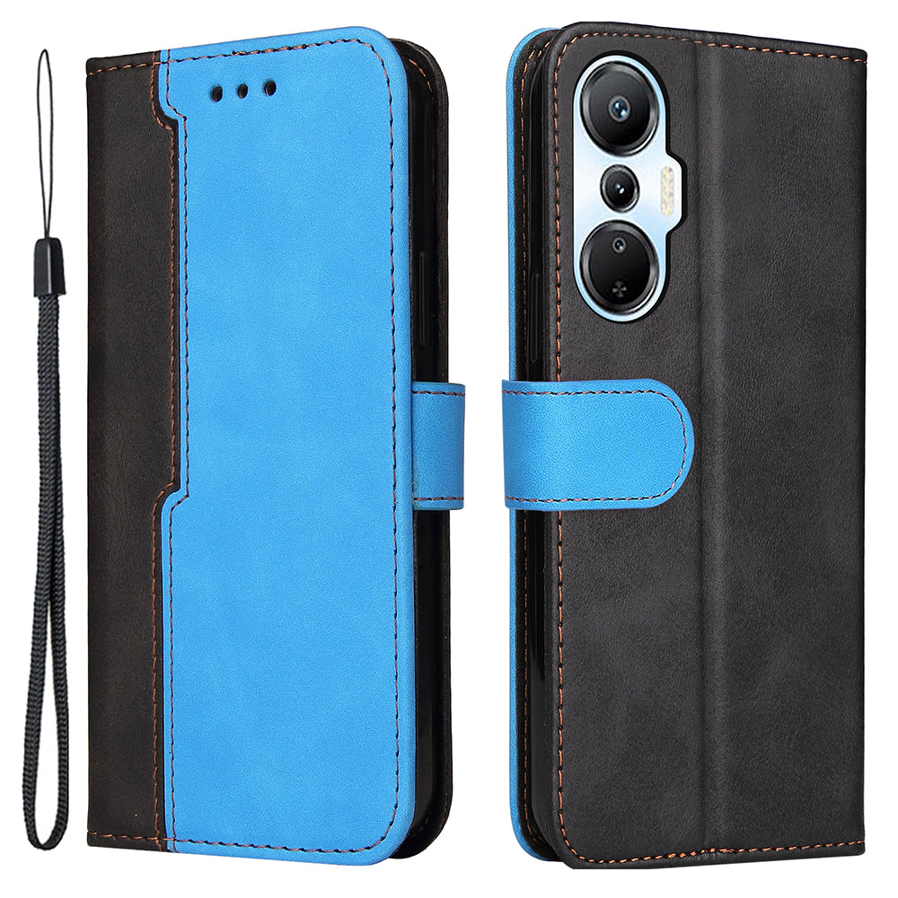 For Infinix Hot 20S 4G Business Style Shockproof Phone Case Stand Wallet Dual-color Splicing Scratch-resistant PU Leather Cell Phone Cover