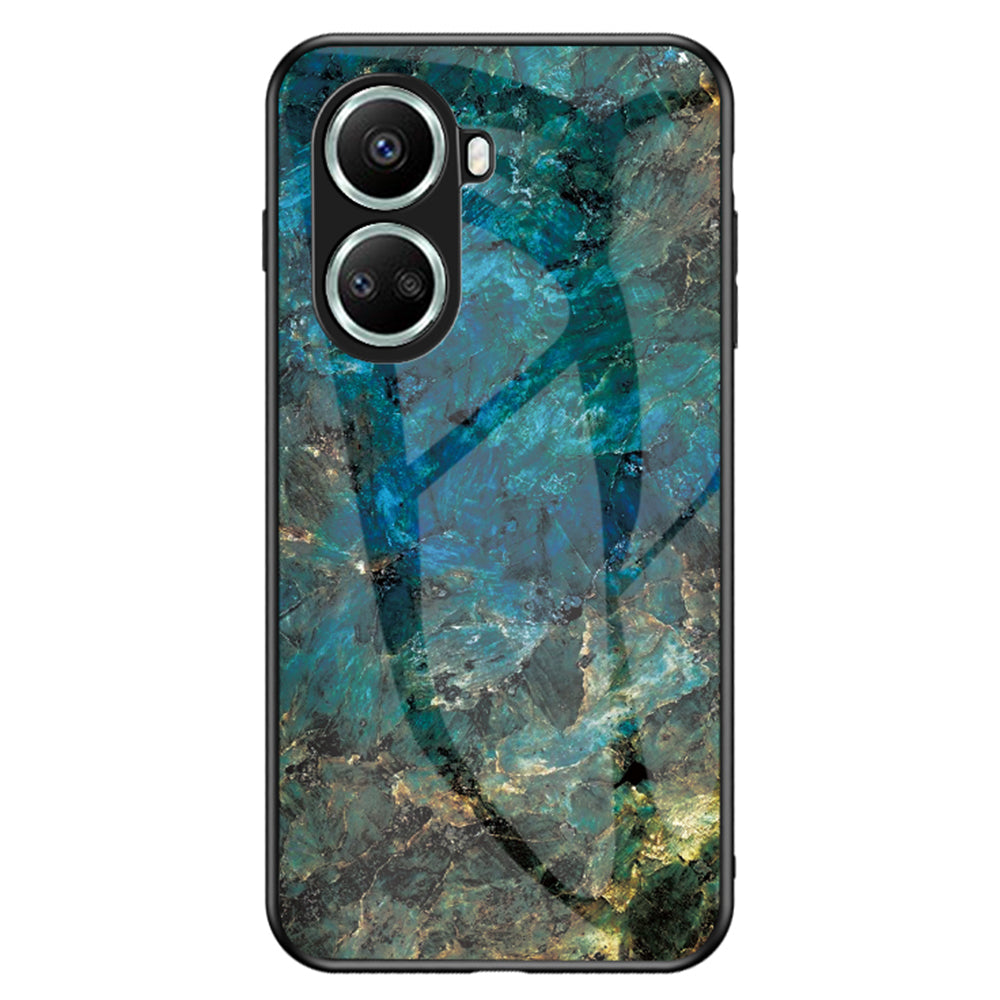 For Huawei nova 10 SE 4G Marble Pattern Printing Tempered Glass + PC + TPU Protective Cover Cell Phone Case
