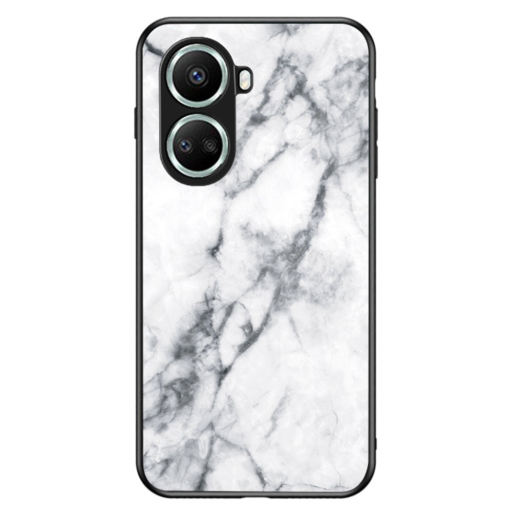 For Huawei nova 10 SE 4G Marble Pattern Printing Tempered Glass + PC + TPU Protective Cover Cell Phone Case