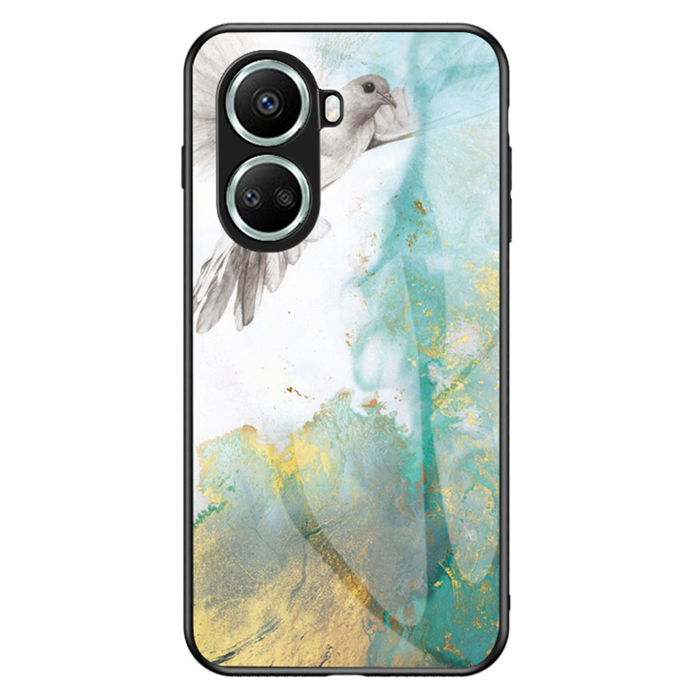 For Huawei nova 10 SE 4G Marble Pattern Printing Tempered Glass + PC + TPU Protective Cover Cell Phone Case
