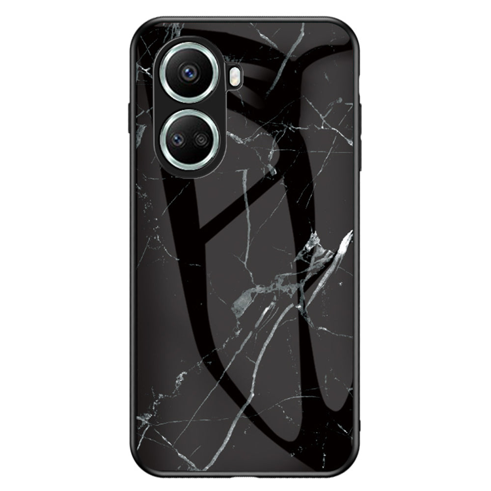 For Huawei nova 10 SE 4G Marble Pattern Printing Tempered Glass + PC + TPU Protective Cover Cell Phone Case