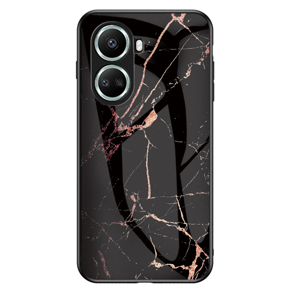 For Huawei nova 10 SE 4G Marble Pattern Printing Tempered Glass + PC + TPU Protective Cover Cell Phone Case