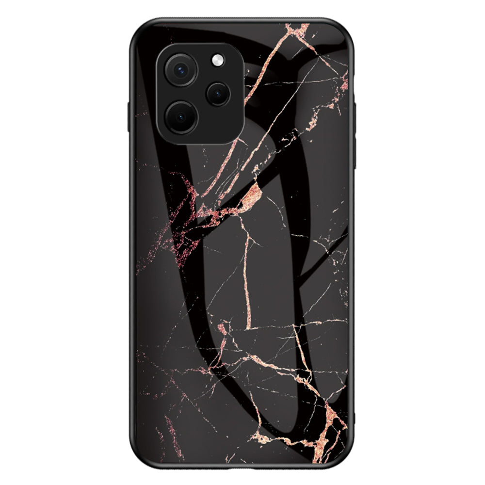 For Huawei nova Y61 4G Marble Pattern Printing Tempered Glass + PC + TPU Phone Case Protective Cover
