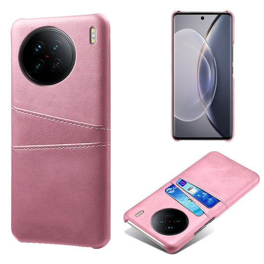 For vivo X90 5G Anti-fall Phone Back Cover Card Holder PU Leather Coated Hard PC Phone Case