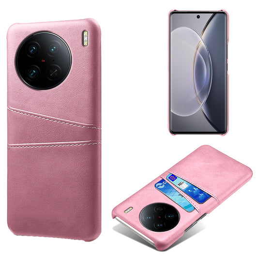 For vivo X90 Pro 5G Lightweight Mobile Phone Back Cover PU Leather Coated Hard PC Phone Case with Dual Card Slots