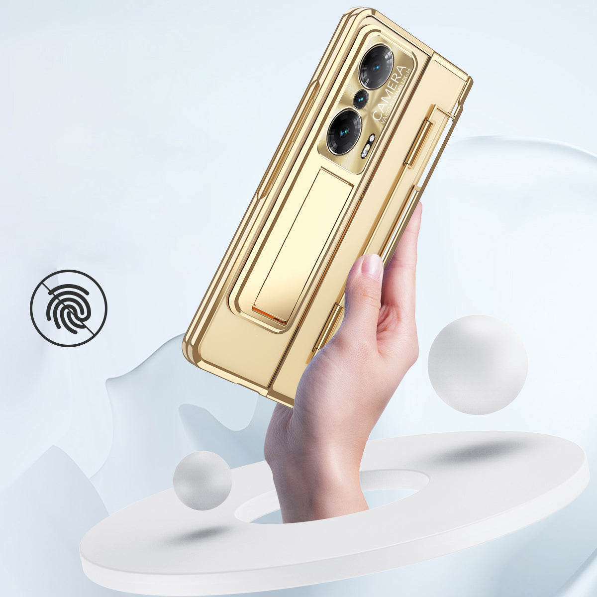 For Honor Magic Vs Ultimate 5G / Magic Vs 5G Anti-fall Transparent Phone Case Electroplating PC Folding Back Cover Kickstand with Tempered Glass Film