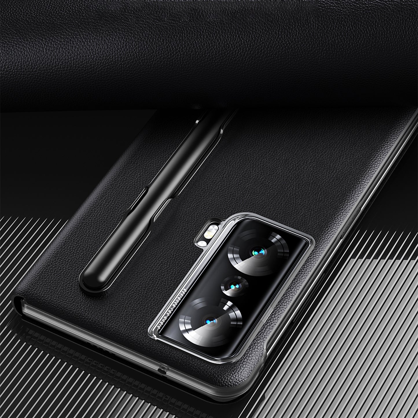 For Honor Magic Vs Ultimate 5G / Magic Vs 5G View Window Litchi Texture PU Leather Case Foldable Stand Cover with Pen Slot and Stylus Pen
