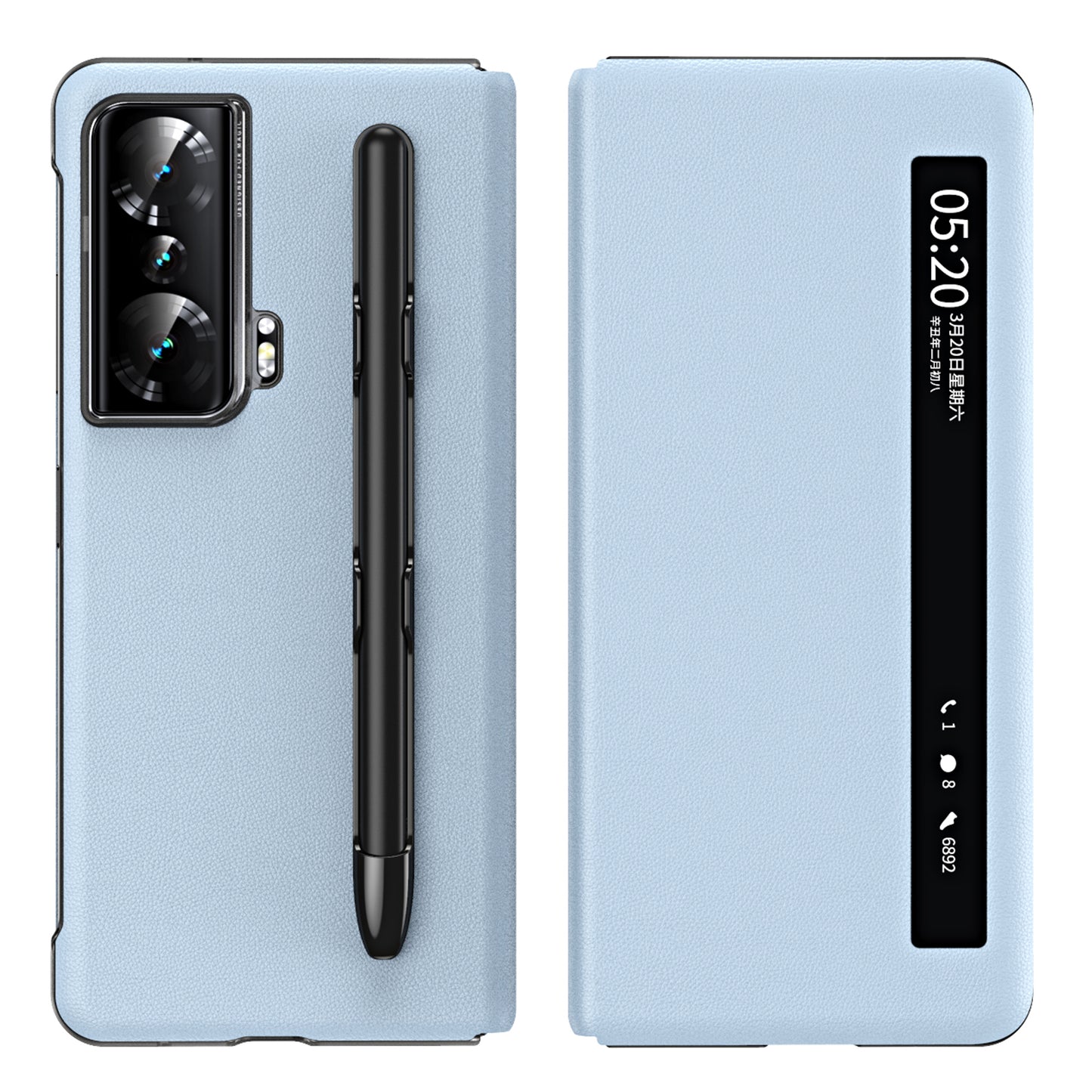 For Honor Magic Vs Ultimate 5G / Magic Vs 5G View Window Litchi Texture PU Leather Case Foldable Stand Cover with Pen Slot and Stylus Pen