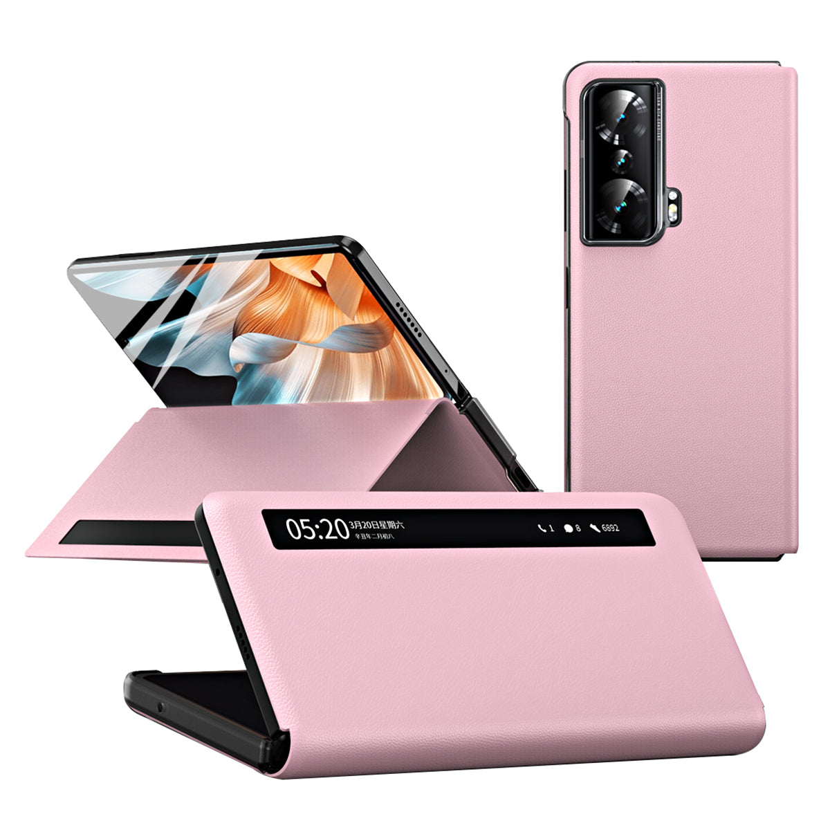 For Honor Magic Vs Ultimate 5G / Magic Vs 5G Magnetic Auto-absorbed View Window PU Leather+PC Phone Case Stand Anti-scratch Phone Cover (without Stylus&Pen Slot)