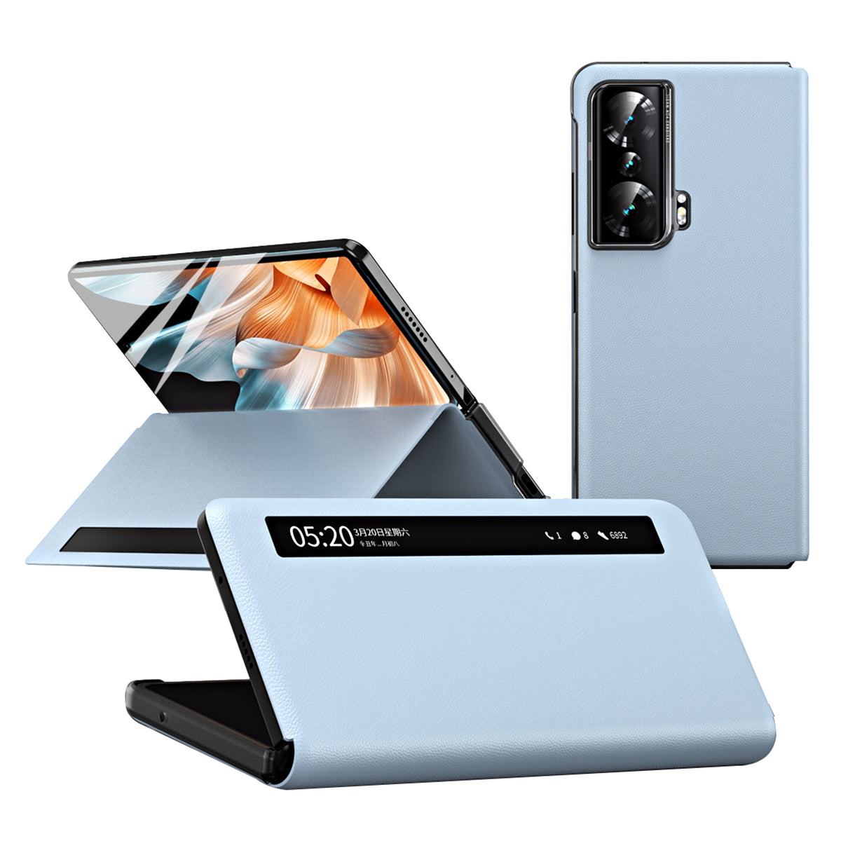 For Honor Magic Vs Ultimate 5G / Magic Vs 5G Magnetic Auto-absorbed View Window PU Leather+PC Phone Case Stand Anti-scratch Phone Cover (without Stylus&Pen Slot)