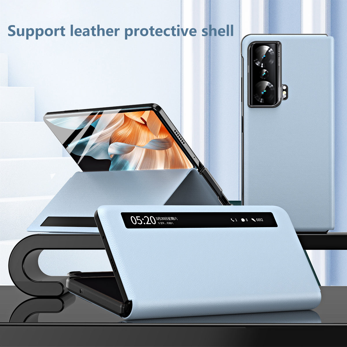 For Honor Magic Vs Ultimate 5G / Magic Vs 5G Magnetic Auto-absorbed View Window PU Leather+PC Phone Case Stand Anti-scratch Phone Cover (without Stylus&Pen Slot)