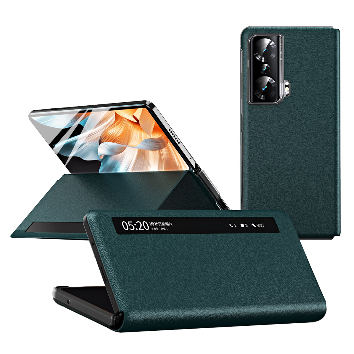 For Honor Magic Vs Ultimate 5G / Magic Vs 5G Magnetic Auto-absorbed View Window PU Leather+PC Phone Case Stand Anti-scratch Phone Cover (without Stylus&Pen Slot)