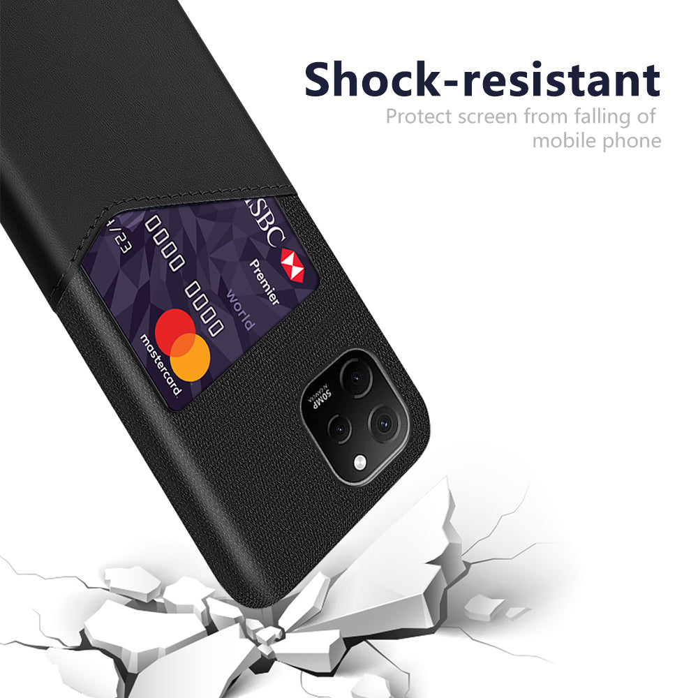 For Huawei nova Y61 4G Cloth Texture Card Holder Phone Case Anti-drop PU Leather Coated Hard PC Cover