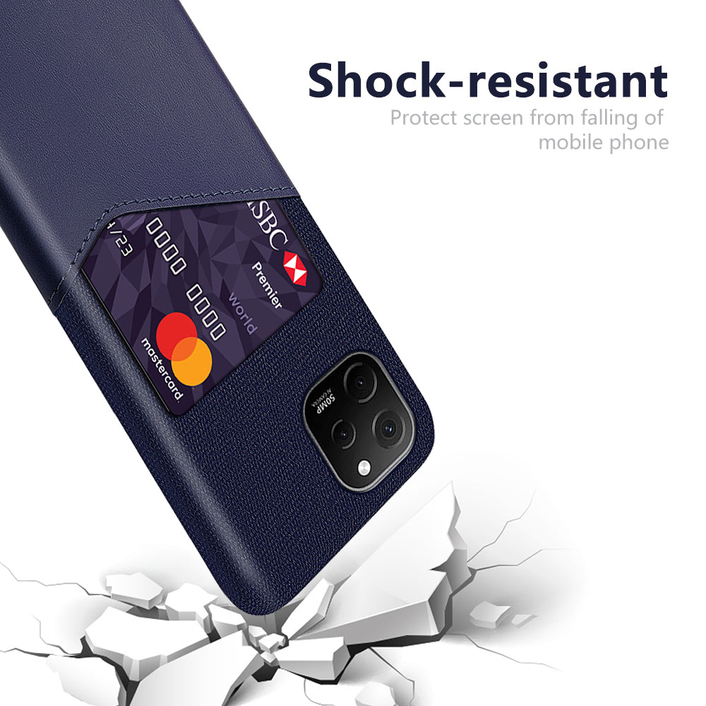 For Huawei nova Y61 4G Cloth Texture Card Holder Phone Case Anti-drop PU Leather Coated Hard PC Cover