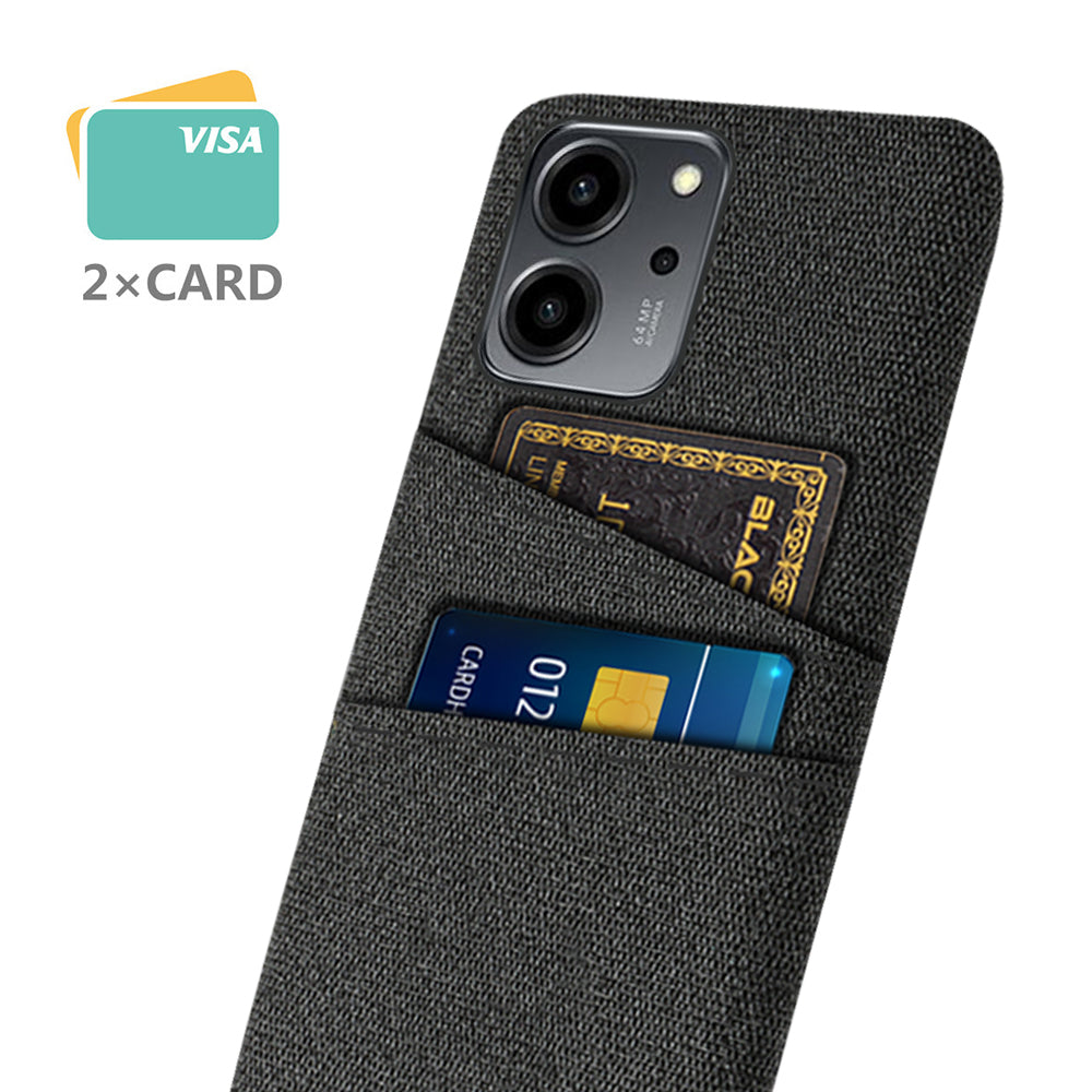 For Honor 80 SE 5G Cloth Texture Phone Case Dual Card Slots Well-protected Hard PC Back Cover