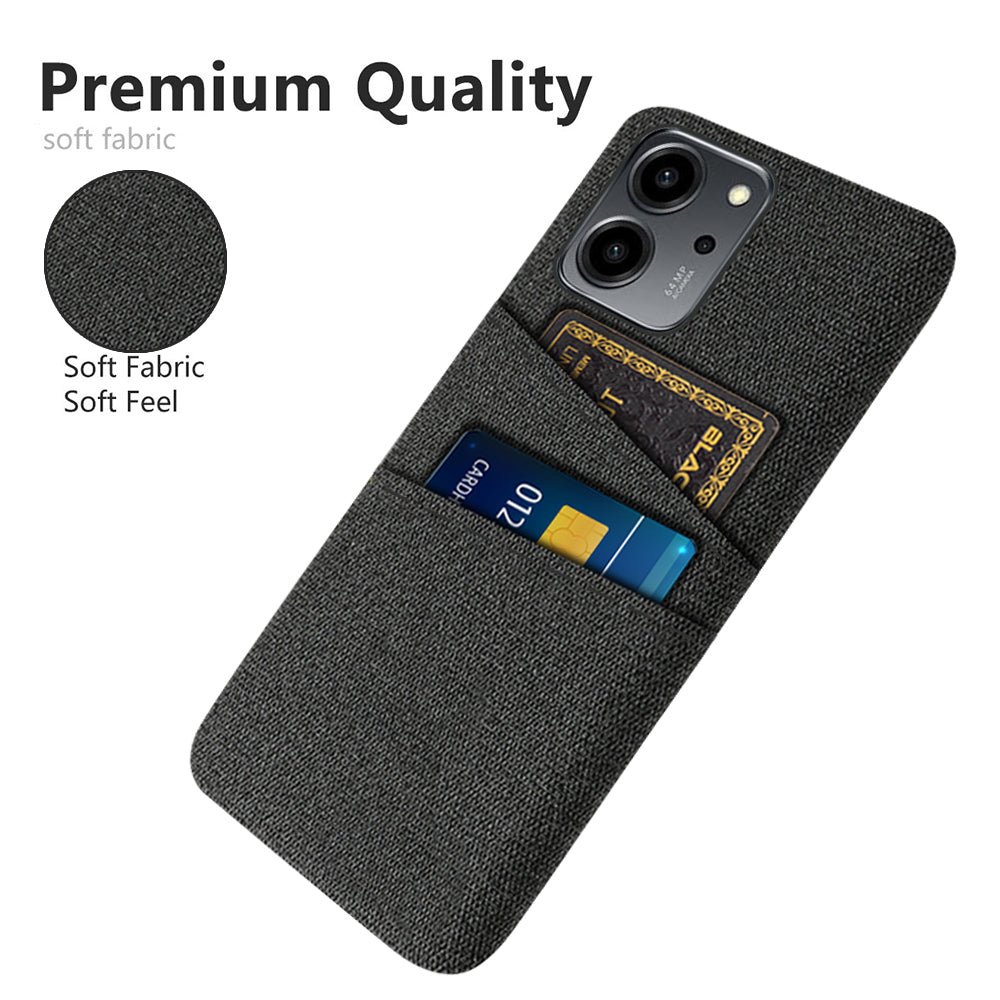 For Honor 80 SE 5G Cloth Texture Phone Case Dual Card Slots Well-protected Hard PC Back Cover