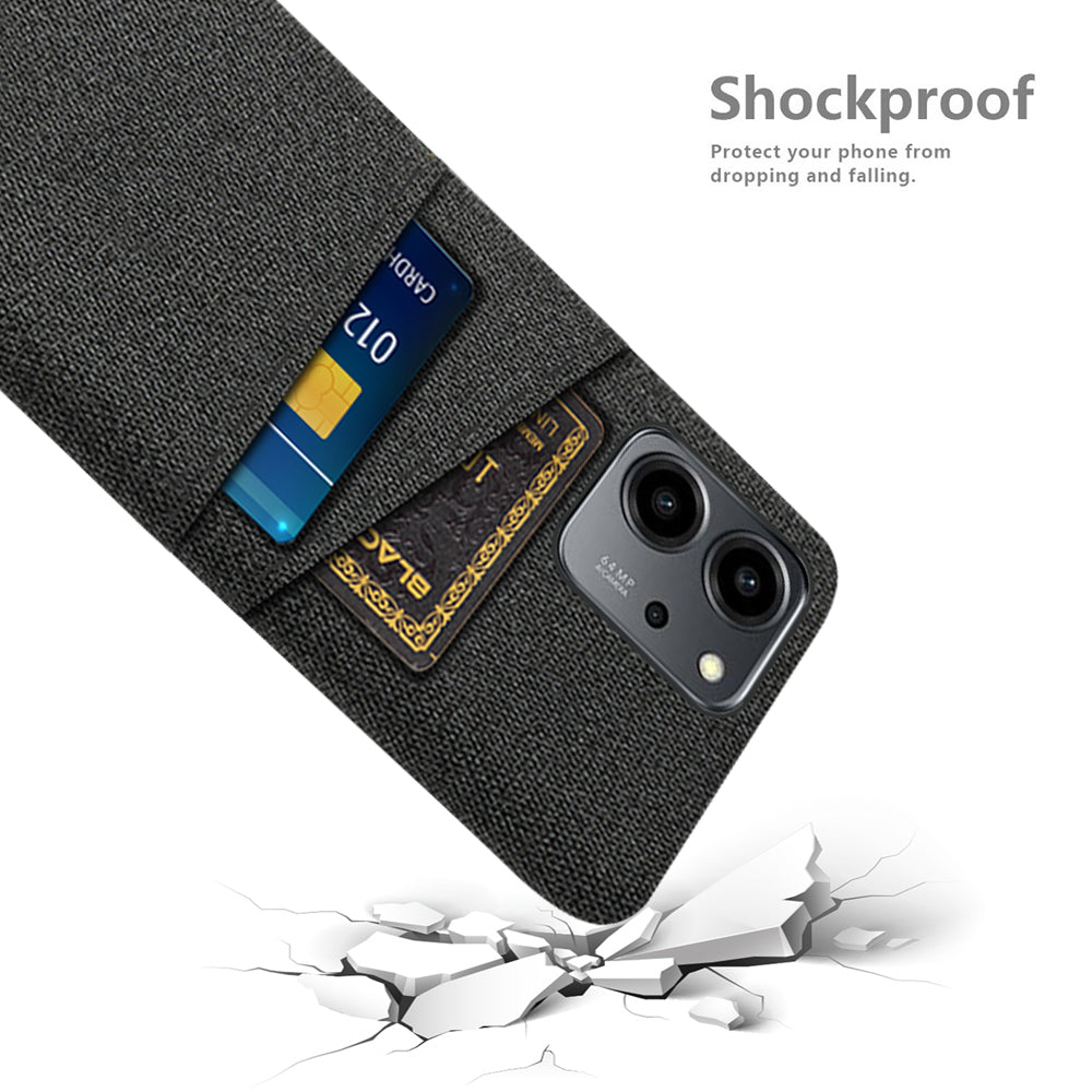 For Honor 80 SE 5G Cloth Texture Phone Case Dual Card Slots Well-protected Hard PC Back Cover