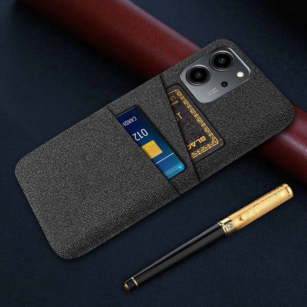 For Honor 80 SE 5G Cloth Texture Phone Case Dual Card Slots Well-protected Hard PC Back Cover