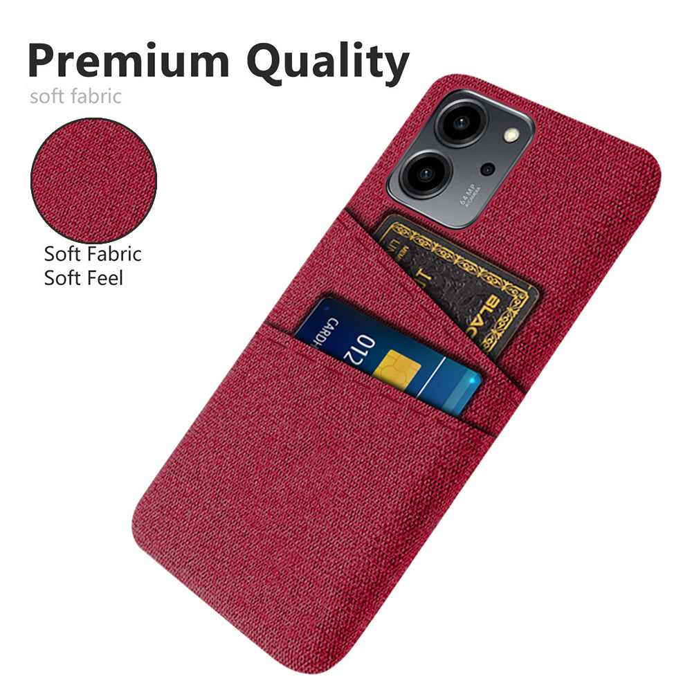 For Honor 80 SE 5G Cloth Texture Phone Case Dual Card Slots Well-protected Hard PC Back Cover