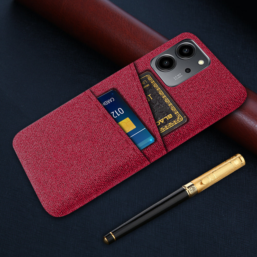 For Honor 80 SE 5G Cloth Texture Phone Case Dual Card Slots Well-protected Hard PC Back Cover