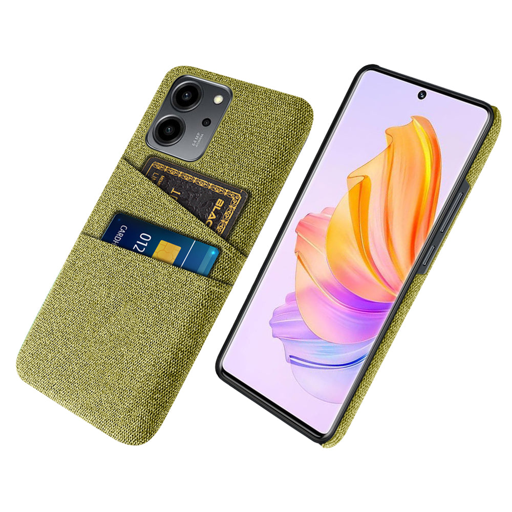 For Honor 80 SE 5G Cloth Texture Phone Case Dual Card Slots Well-protected Hard PC Back Cover