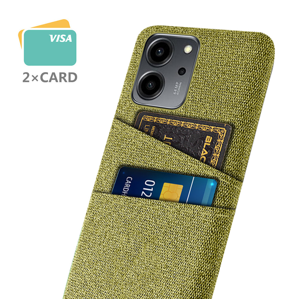 For Honor 80 SE 5G Cloth Texture Phone Case Dual Card Slots Well-protected Hard PC Back Cover