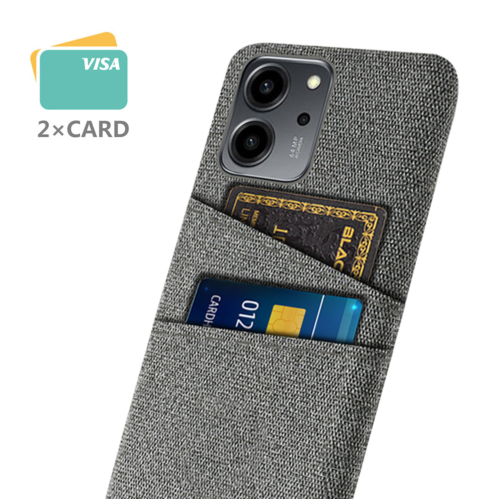 For Honor 80 SE 5G Cloth Texture Phone Case Dual Card Slots Well-protected Hard PC Back Cover