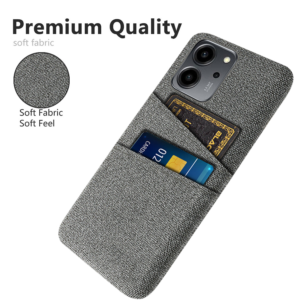 For Honor 80 SE 5G Cloth Texture Phone Case Dual Card Slots Well-protected Hard PC Back Cover