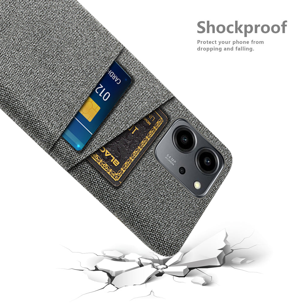 For Honor 80 SE 5G Cloth Texture Phone Case Dual Card Slots Well-protected Hard PC Back Cover