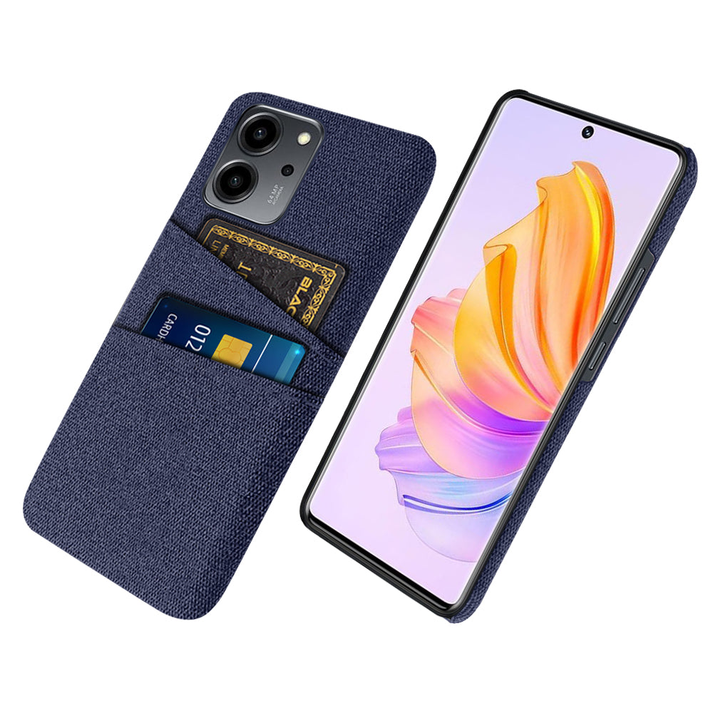 For Honor 80 SE 5G Cloth Texture Phone Case Dual Card Slots Well-protected Hard PC Back Cover
