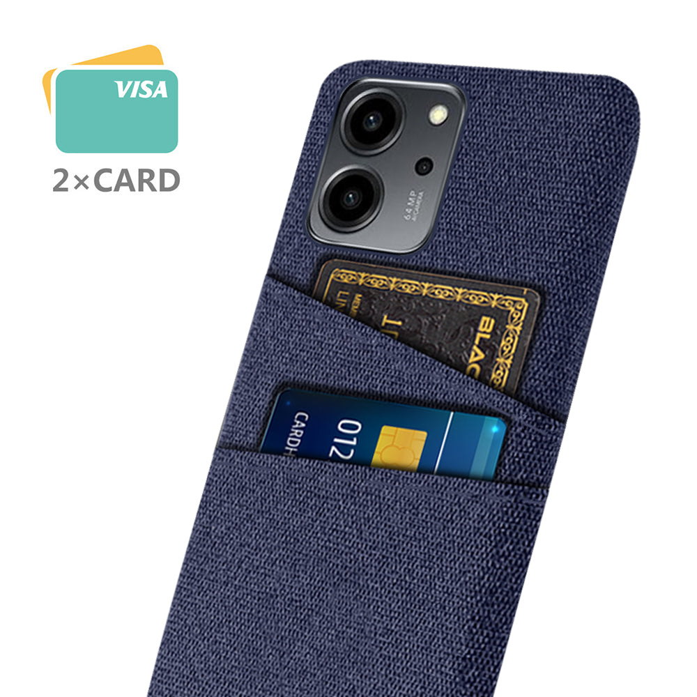 For Honor 80 SE 5G Cloth Texture Phone Case Dual Card Slots Well-protected Hard PC Back Cover