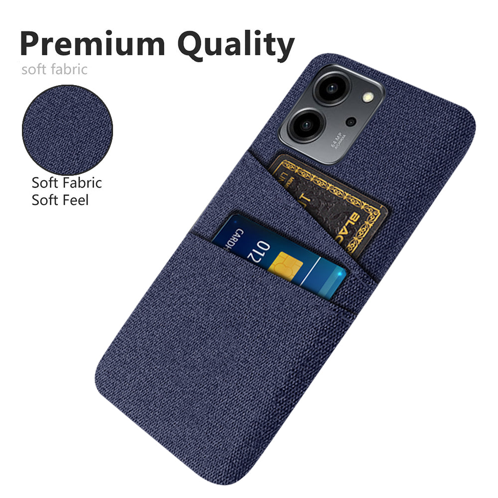 For Honor 80 SE 5G Cloth Texture Phone Case Dual Card Slots Well-protected Hard PC Back Cover