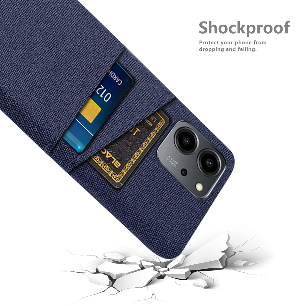 For Honor 80 SE 5G Cloth Texture Phone Case Dual Card Slots Well-protected Hard PC Back Cover