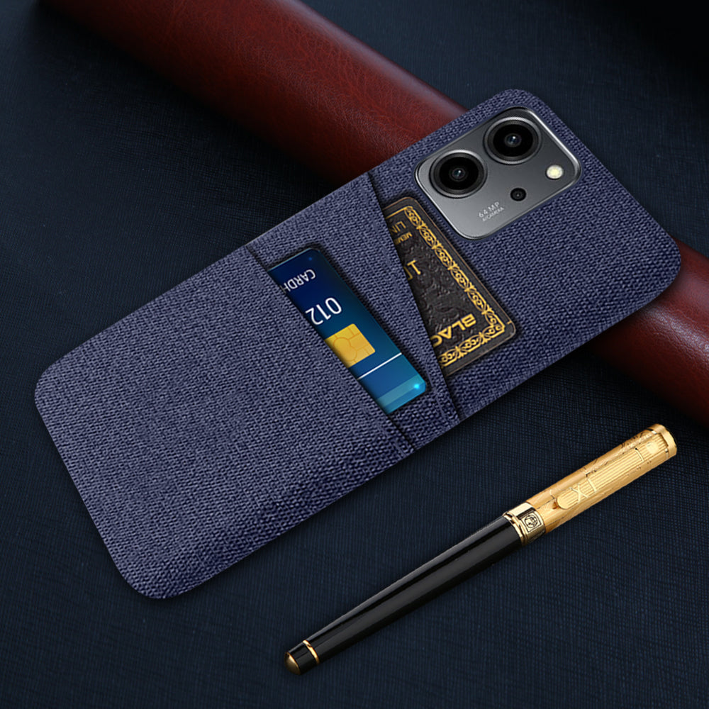 For Honor 80 SE 5G Cloth Texture Phone Case Dual Card Slots Well-protected Hard PC Back Cover