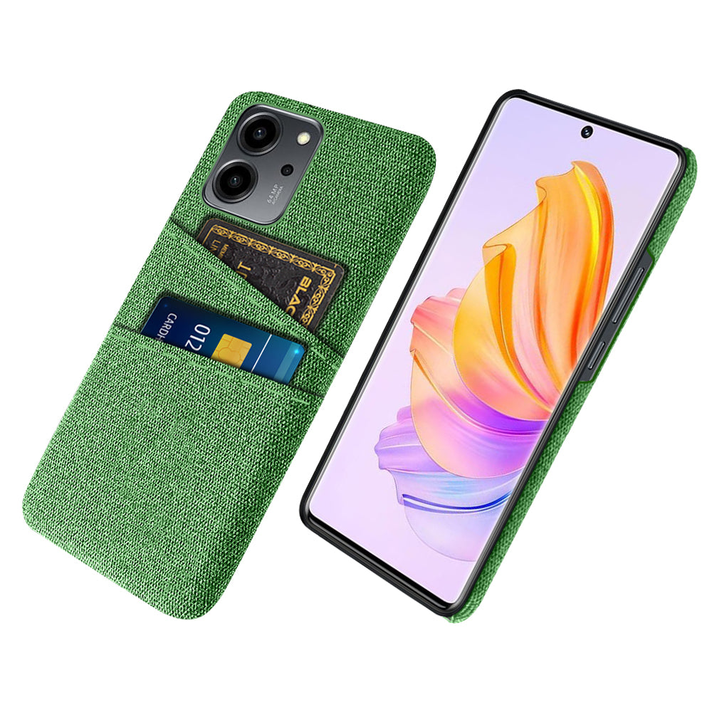 For Honor 80 SE 5G Cloth Texture Phone Case Dual Card Slots Well-protected Hard PC Back Cover