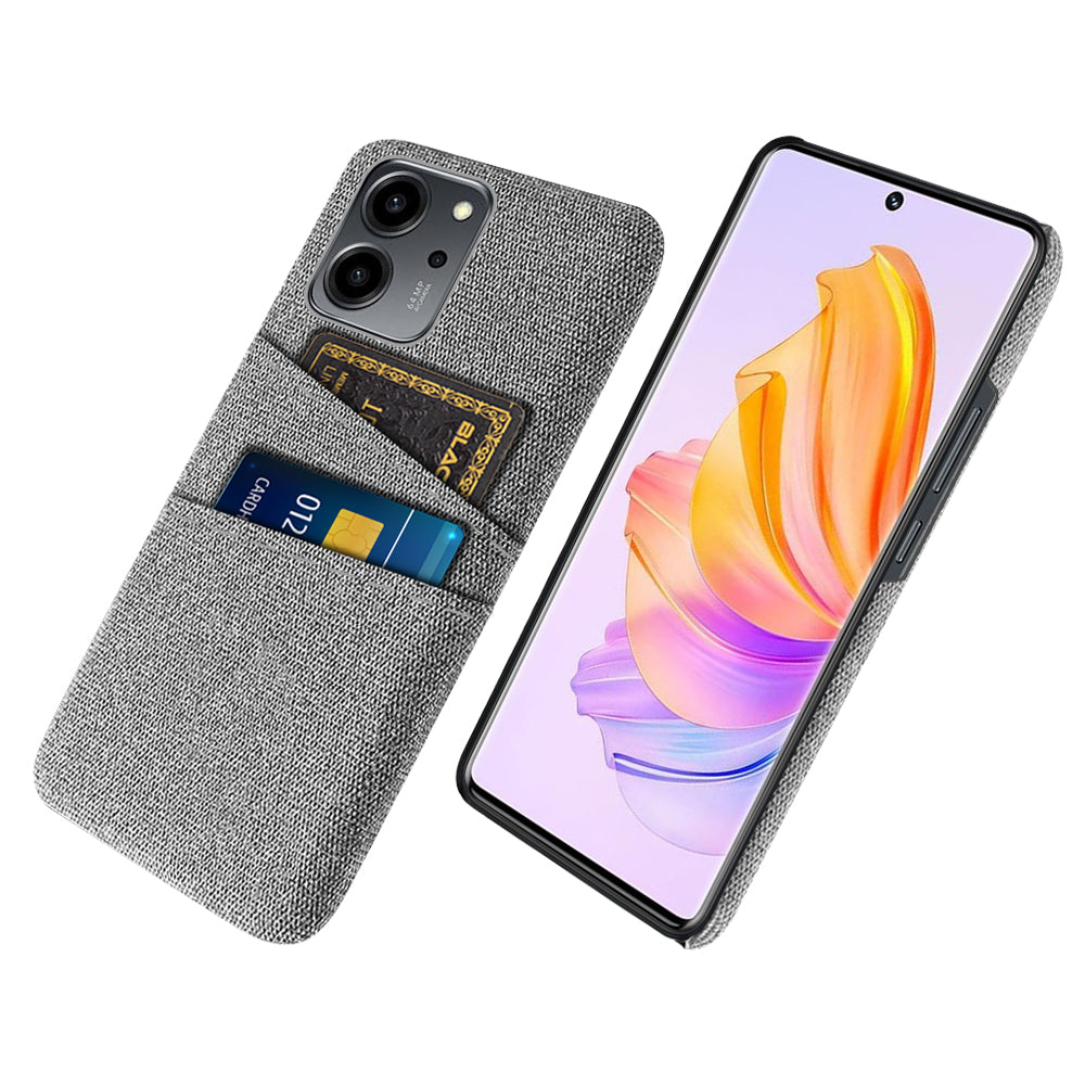 For Honor 80 SE 5G Cloth Texture Phone Case Dual Card Slots Well-protected Hard PC Back Cover