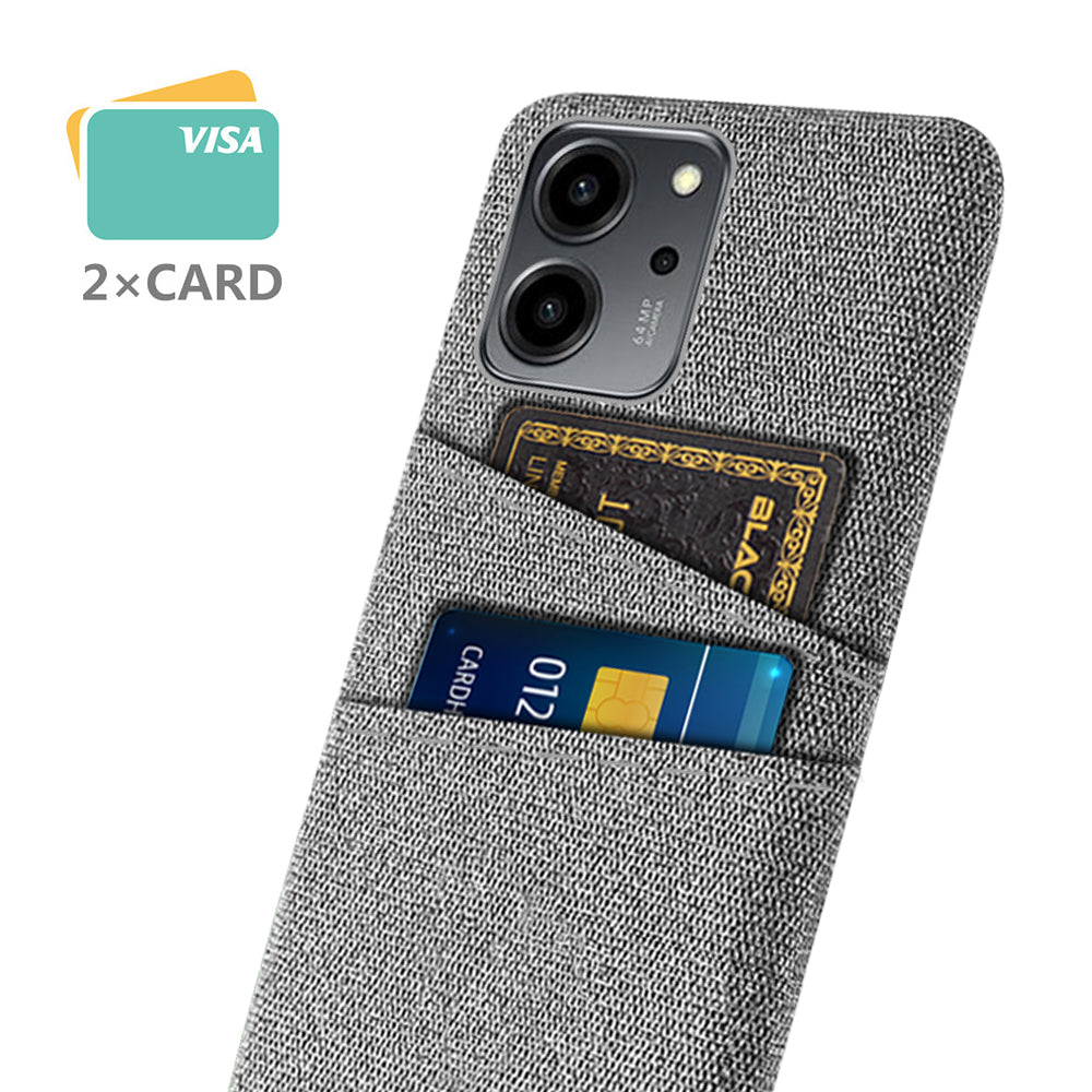 For Honor 80 SE 5G Cloth Texture Phone Case Dual Card Slots Well-protected Hard PC Back Cover