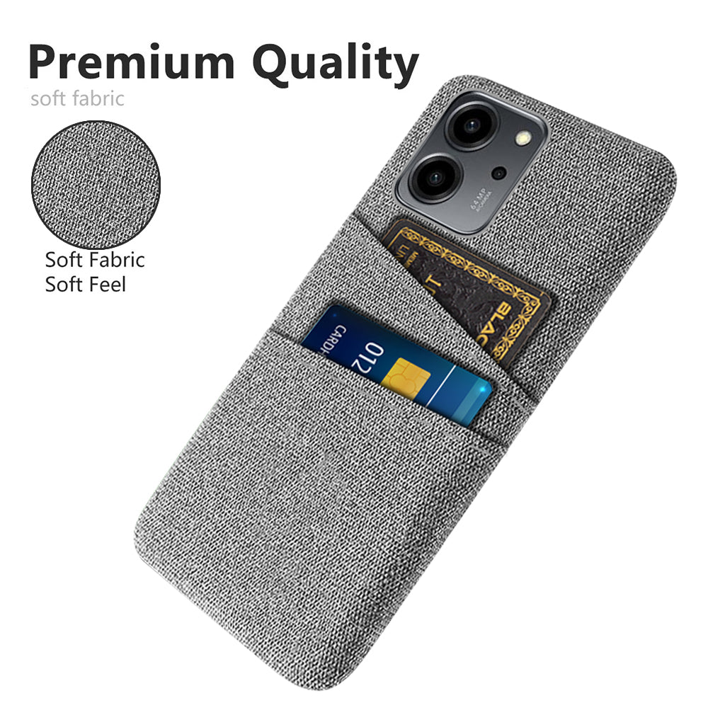 For Honor 80 SE 5G Cloth Texture Phone Case Dual Card Slots Well-protected Hard PC Back Cover