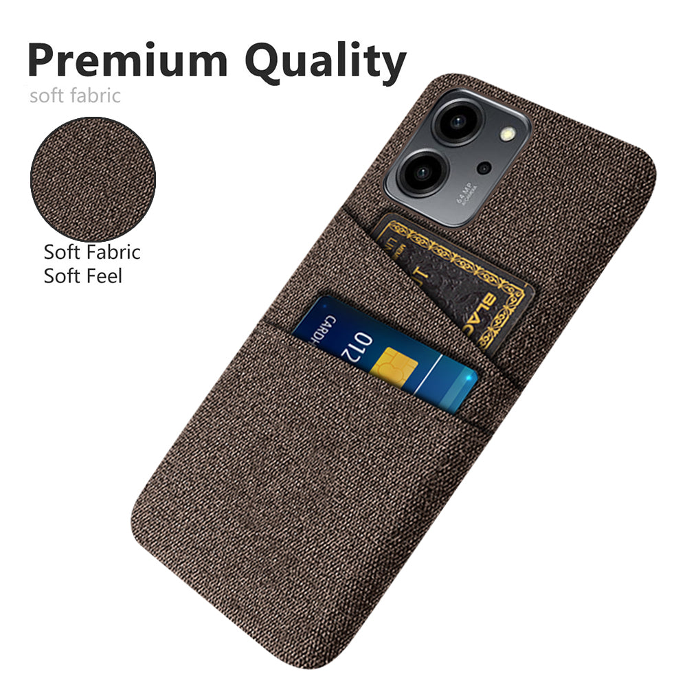 For Honor 80 SE 5G Cloth Texture Phone Case Dual Card Slots Well-protected Hard PC Back Cover