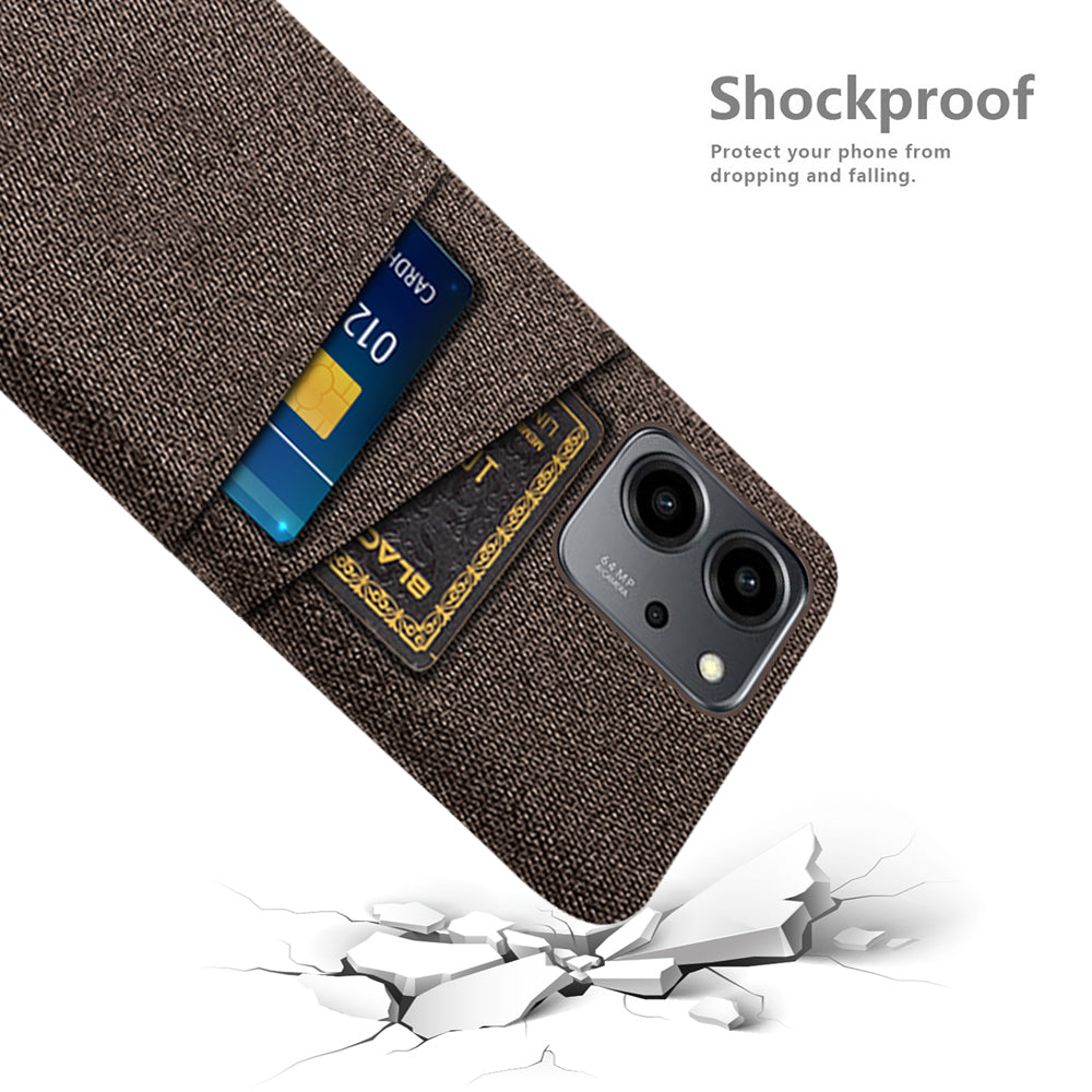 For Honor 80 SE 5G Cloth Texture Phone Case Dual Card Slots Well-protected Hard PC Back Cover