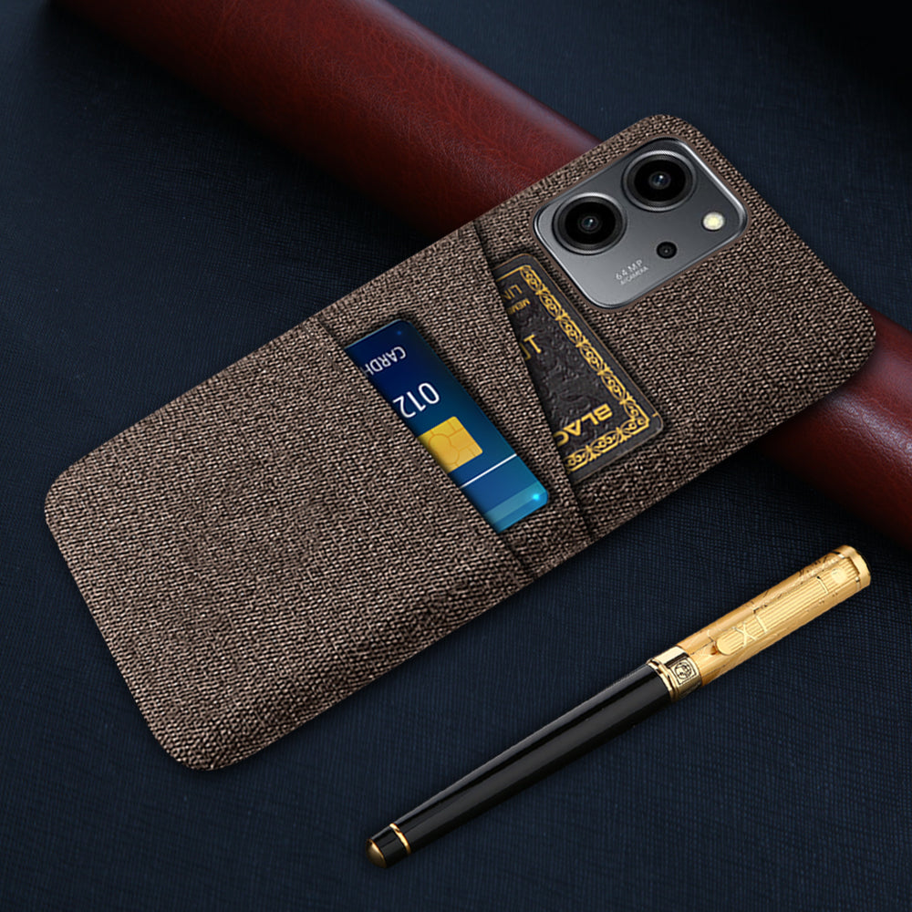 For Honor 80 SE 5G Cloth Texture Phone Case Dual Card Slots Well-protected Hard PC Back Cover
