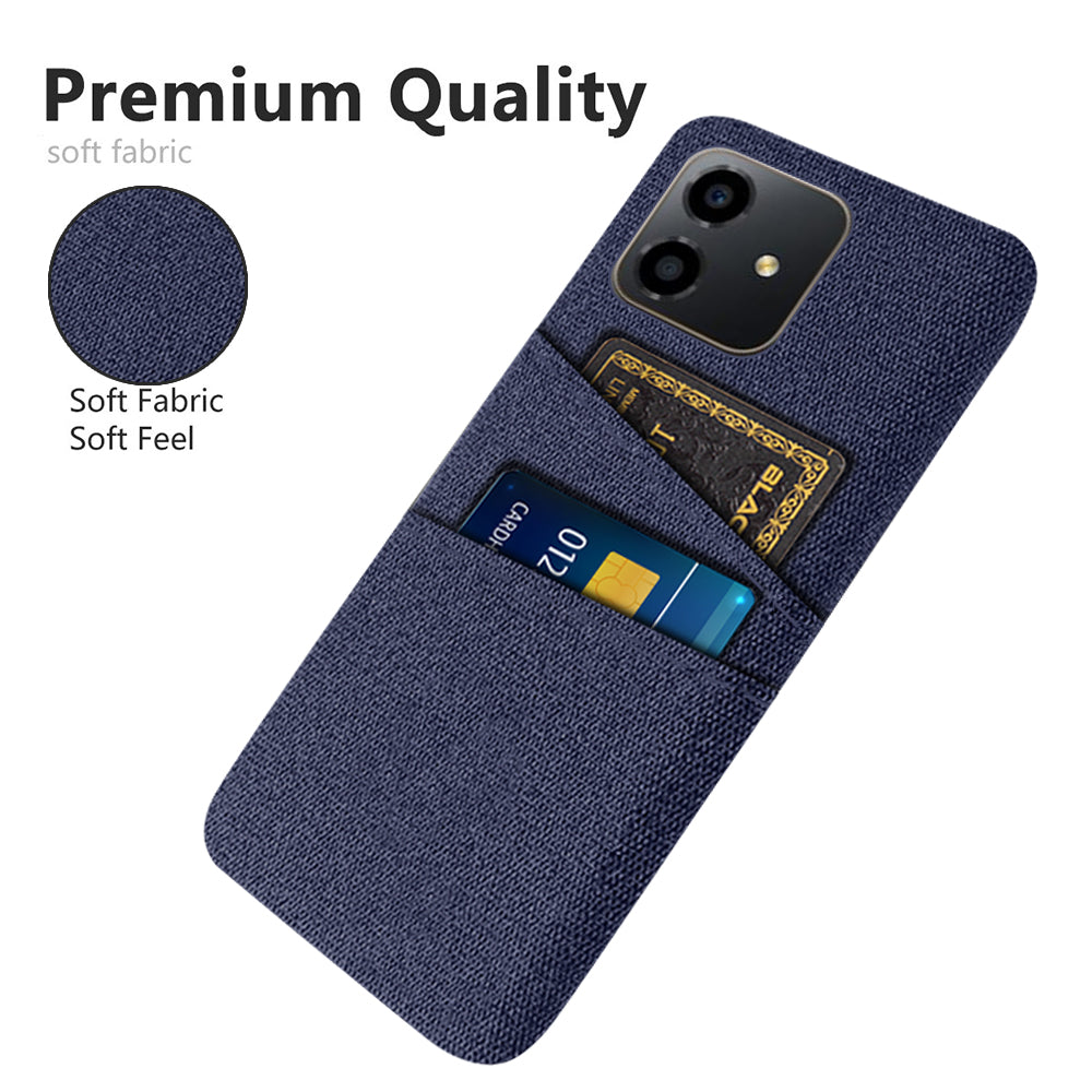 For Honor Play6C 4G Shockproof Cloth Texture Phone Case Dual Card Slots Hard PC Protective Mobile Phone Cover