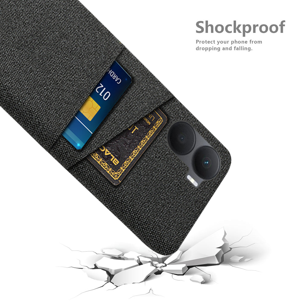 For Honor Play 40 Plus 5G Cloth Texture Phone Case Dual Card Slots Shockproof Hard PC Cover